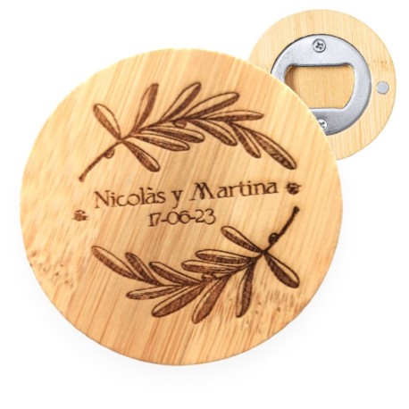 Abridor de madera personalizado para boda