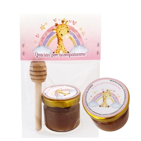 Tarro de Miel 40ml con Cucharilla "Gracias por acompañarme" Rosa