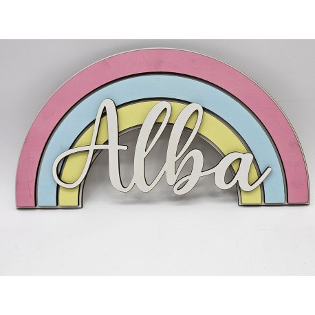 Arcoíris de Madera Personalizado con Nombre - Decoración Infantil