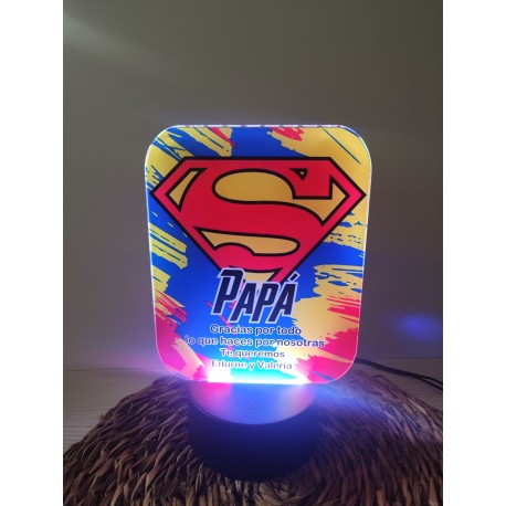 Lámpara LED "Súper Papá" Personalizable - Con Mando Incluido