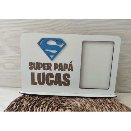 Cuadro de Fotos de Madera Personalizado - "Súper Papá [Nombre]