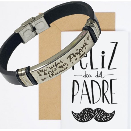 Pulsera de Acero Personalizable | Regalo para Papá | Mundo Detalle