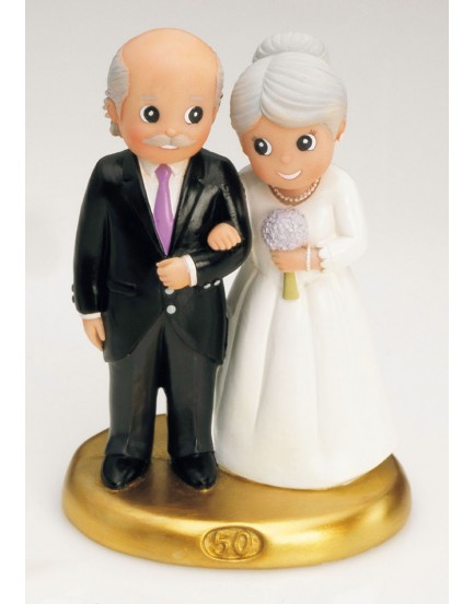 Figura tarta 50 aniversario Grabada muñecos bodas de oro