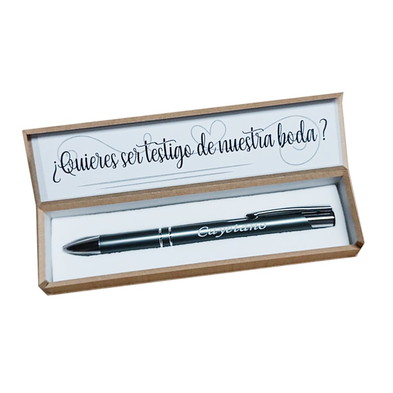 Bolígrafo para testigos de boda personalizado